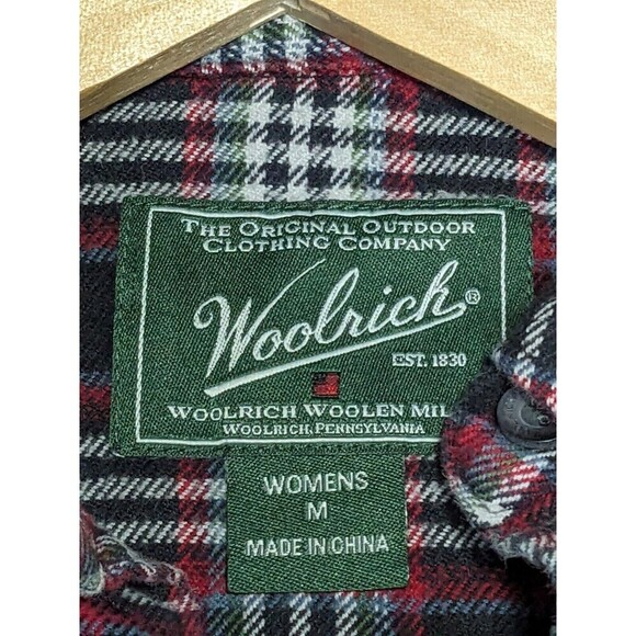 Woolrich Plaid Flannel Long‎ Sleeve Button Down Top Maroon Red Medium - Picture 5 of 7
